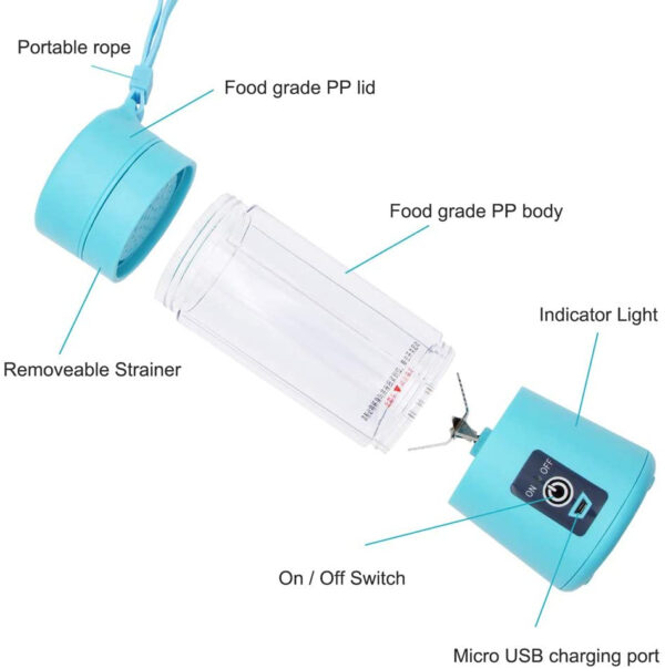 6-Blade USB Rechargeable Portable Juicer/Blender - Image 2