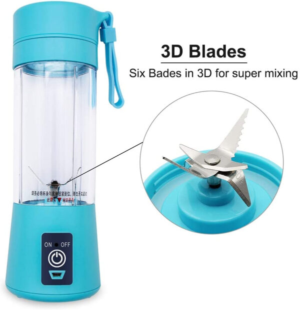 6-Blade USB Rechargeable Portable Juicer/Blender - Image 3